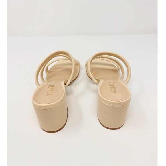 NEW Schutz Olly Mid Block Nappa Leather Strappy Sandal Cream White 10.5 - Picture 3 of 6